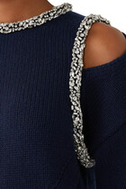 Monroe Cutout Crystal-Embellished Wool-Blend Sweater