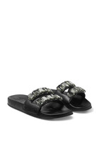 Nappa Leather Crystal Slides