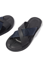 Jacquard Logo Leather Sandals