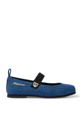Kids Logo Denim Ballerinas