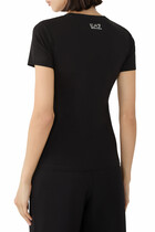 Rhinestone Embellished Logo Cotton T-Shirt