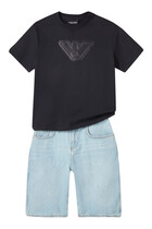 Kids  5 Pockets Denim Bermuda Shorts