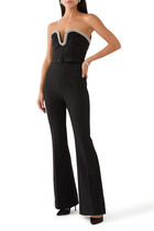 Strapless Embellished Crepe Jumpsuit