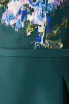 Shay Dress - Forest Green Placement Ikat Print
