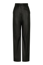 Glove-Quality Lambskin Nappa Leather Palazzo Trousers