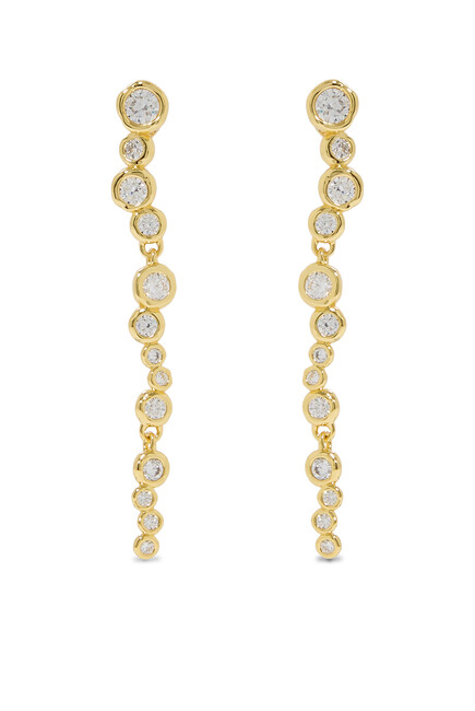 Asterales Cascading Earrings, 14k Gold Plated Brass & Cubic Zirconia