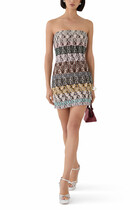 Mini Dress in Striped Embroidered Lace
