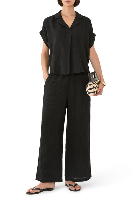 Organic Cotton Lofty Gauze Wide-Leg Pants