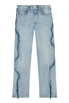Curved Zipper Pants with Basketball Mesh
