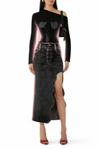 Lily Wavy Denim Maxi Skirt