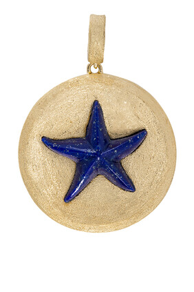 Starfish Sands Charm, 18K Yellow Gold & Lapis