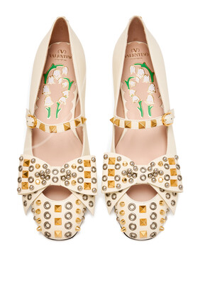 Mary-Jane Bowow Studded Ballerinas