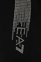 Rhinestone Embellished Logo Cotton T-Shirt