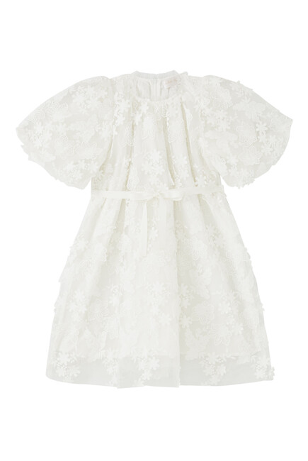 Kids Floral Applique Tulle Dress