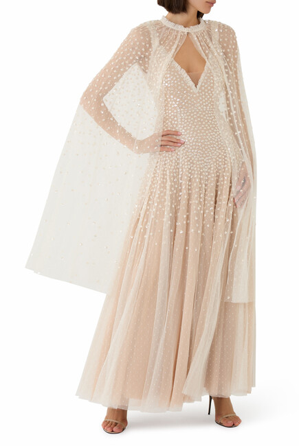 Sequin Cascade Midaxi Open Cape