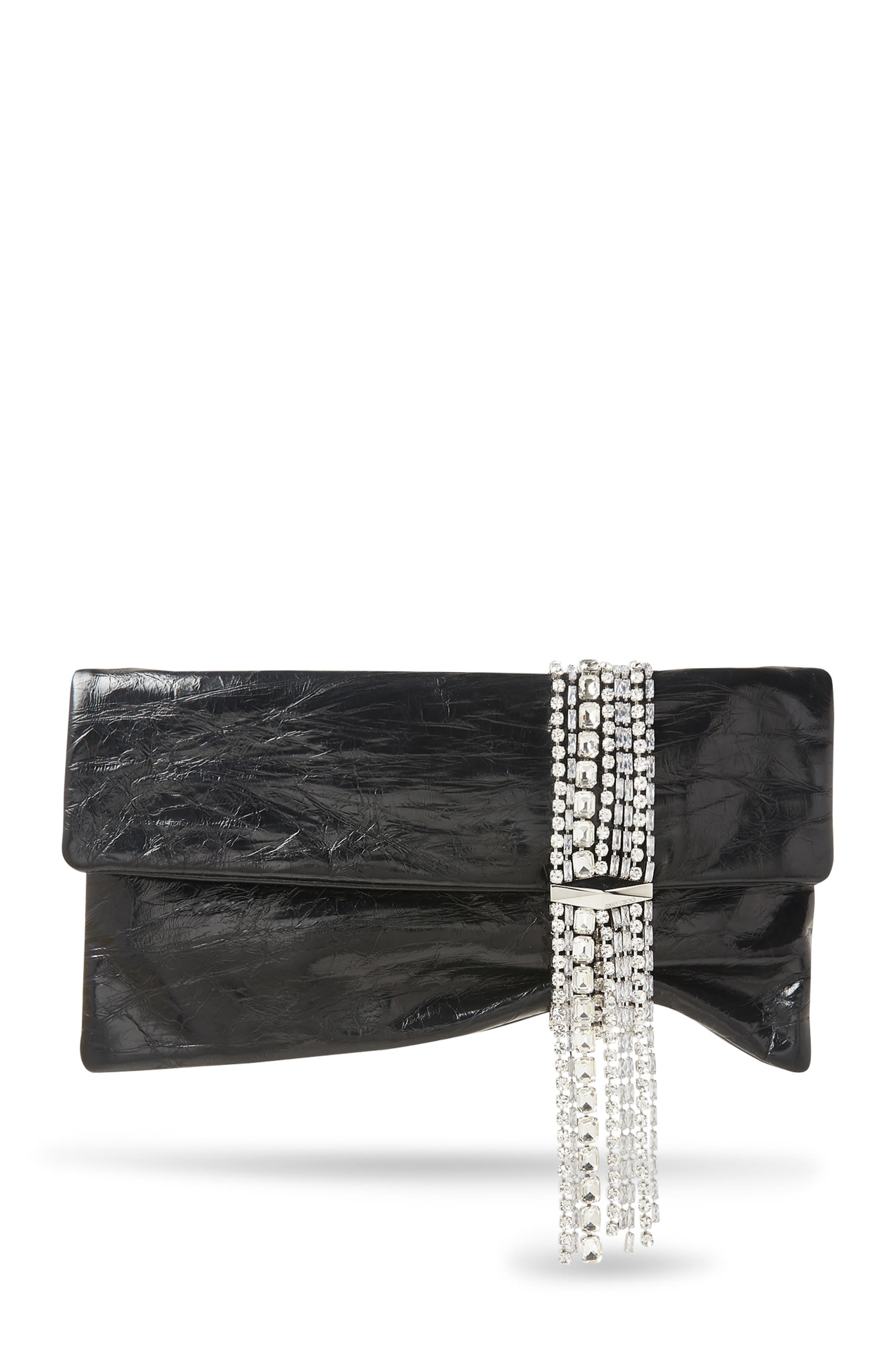 Zandra Crystal-Embellished Clutch Bag in Patent Leather