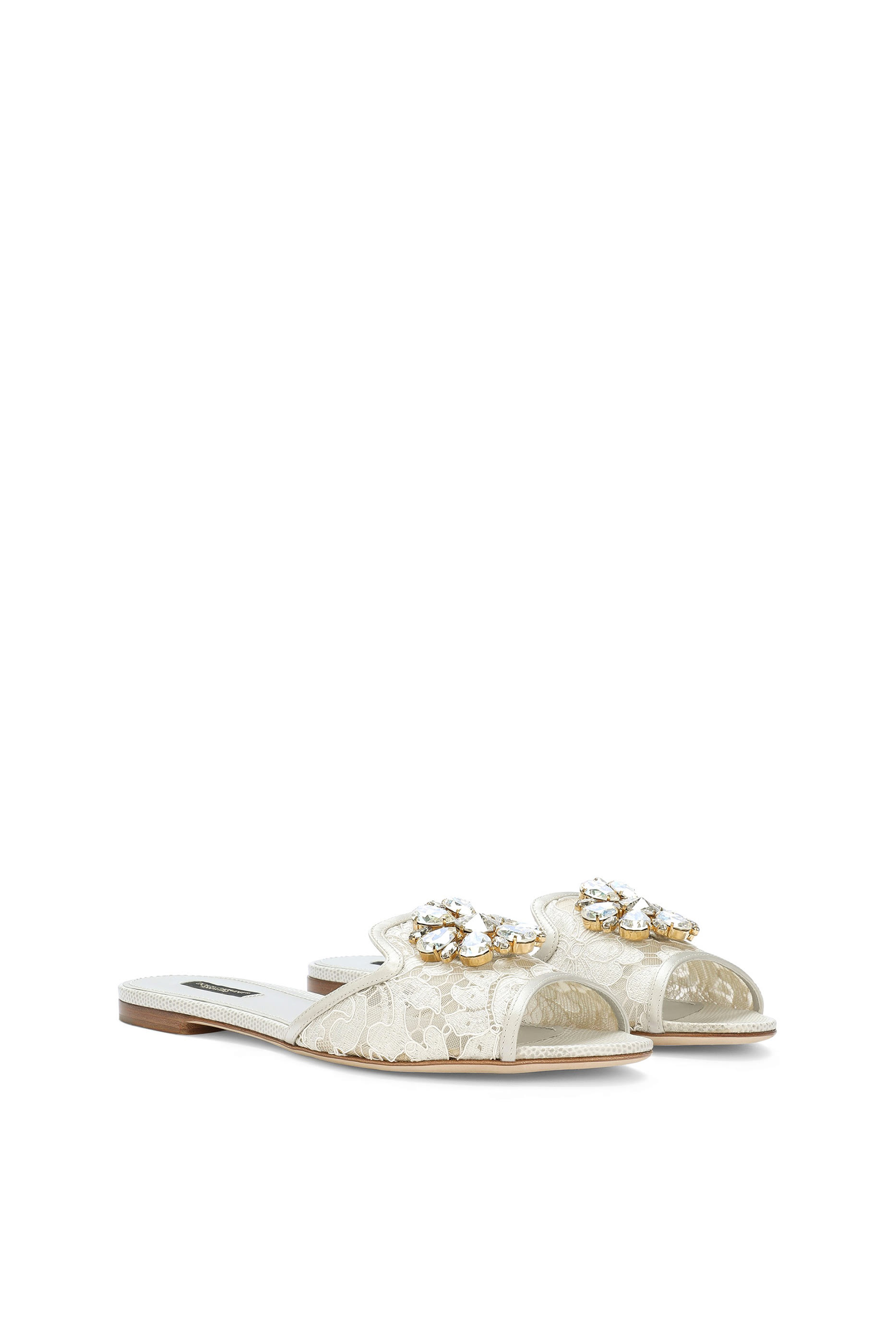 Lace Rainbow Slides with Brooch Detailing