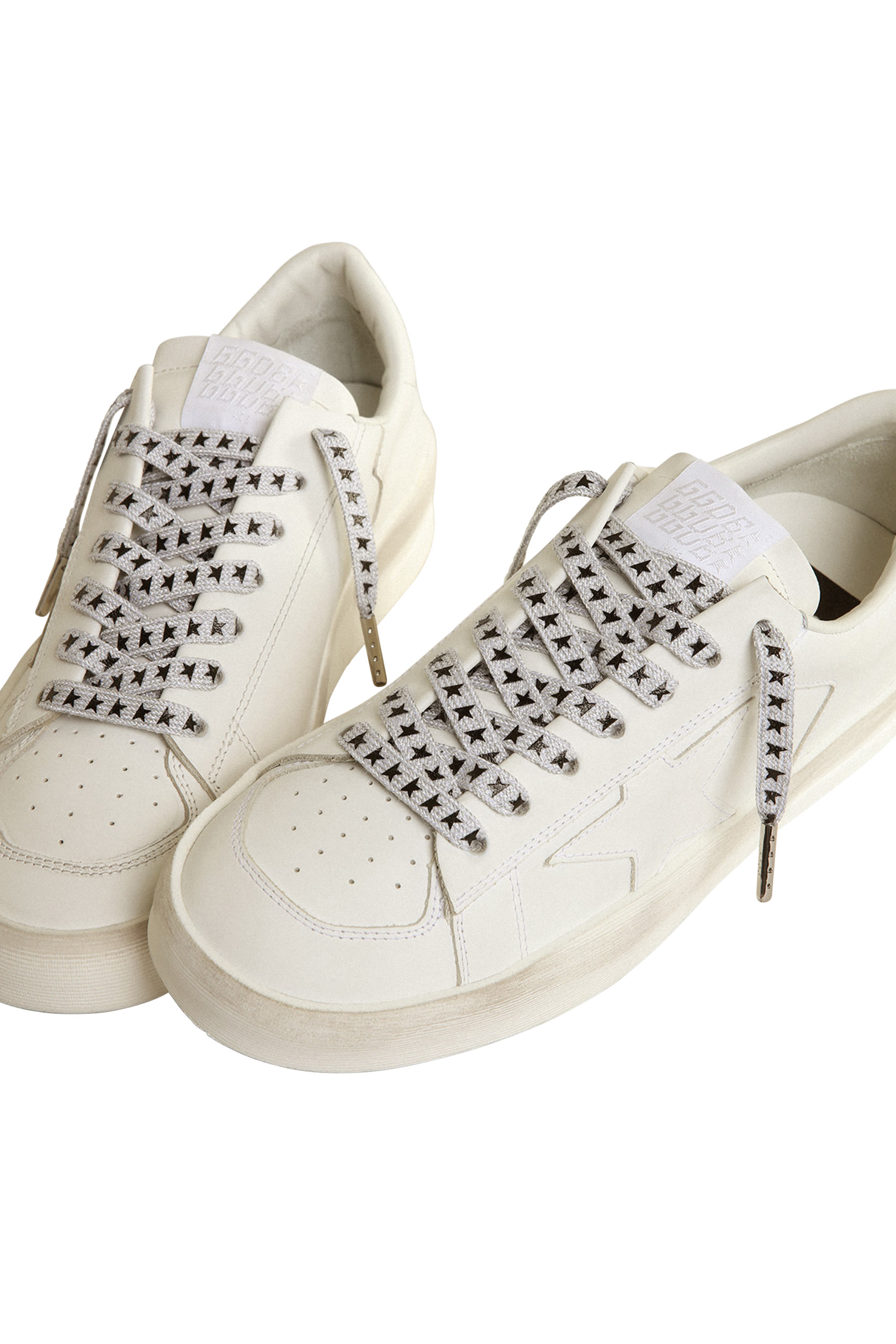 Ice-Gray Cotton Laces with Contrasting Black Stars