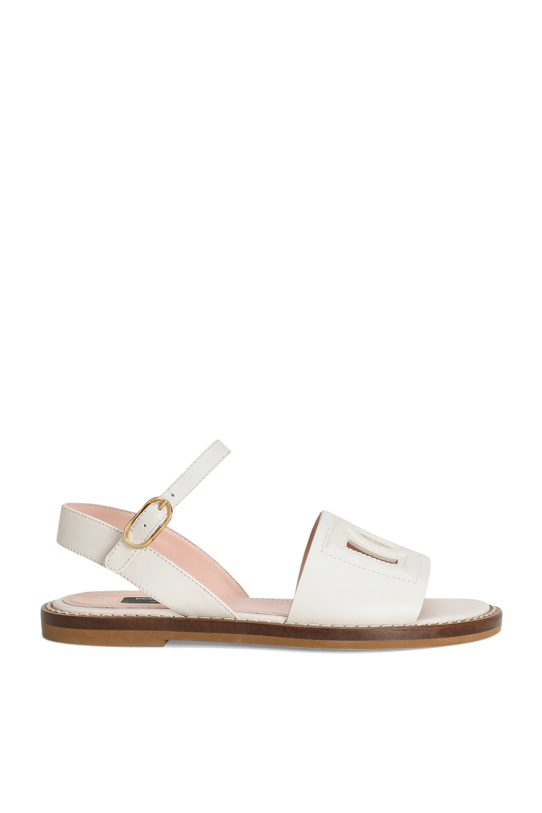 Kids Calfskin Sandals with Cut-Out DG Logo