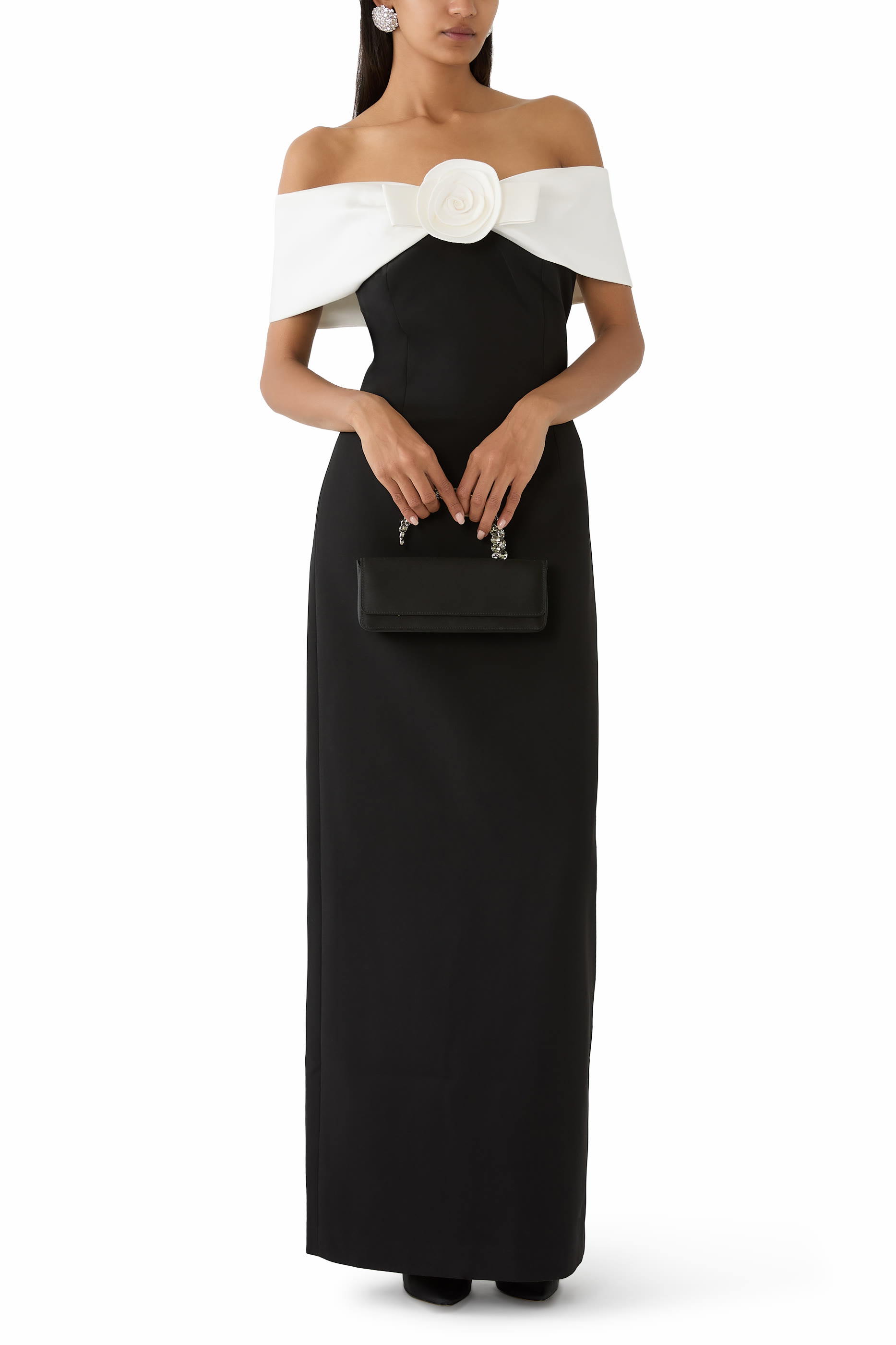 Crepe Flower Maxi Dress