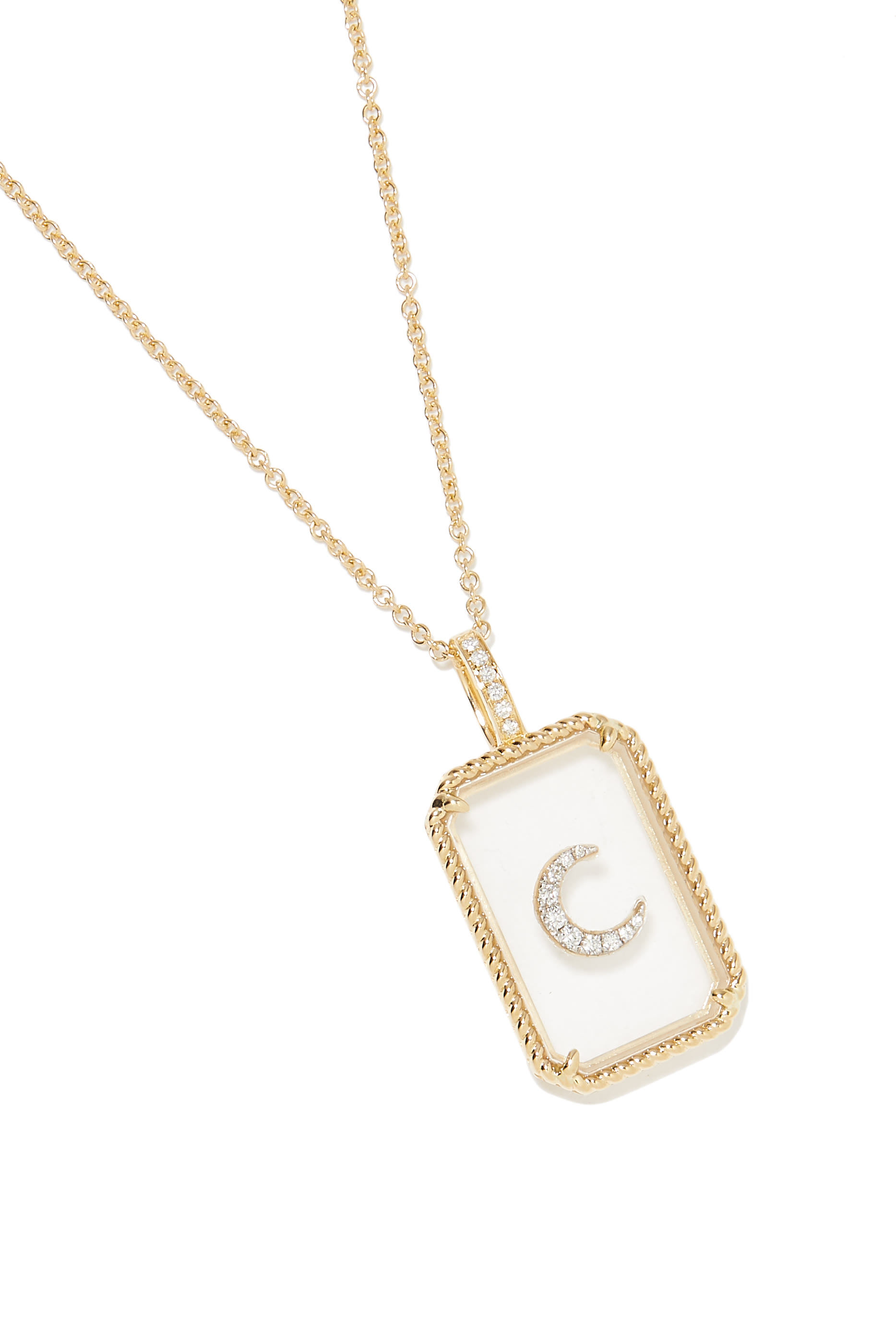 Moon Pendant Necklace, 14K Yellow Gold & Diamonds