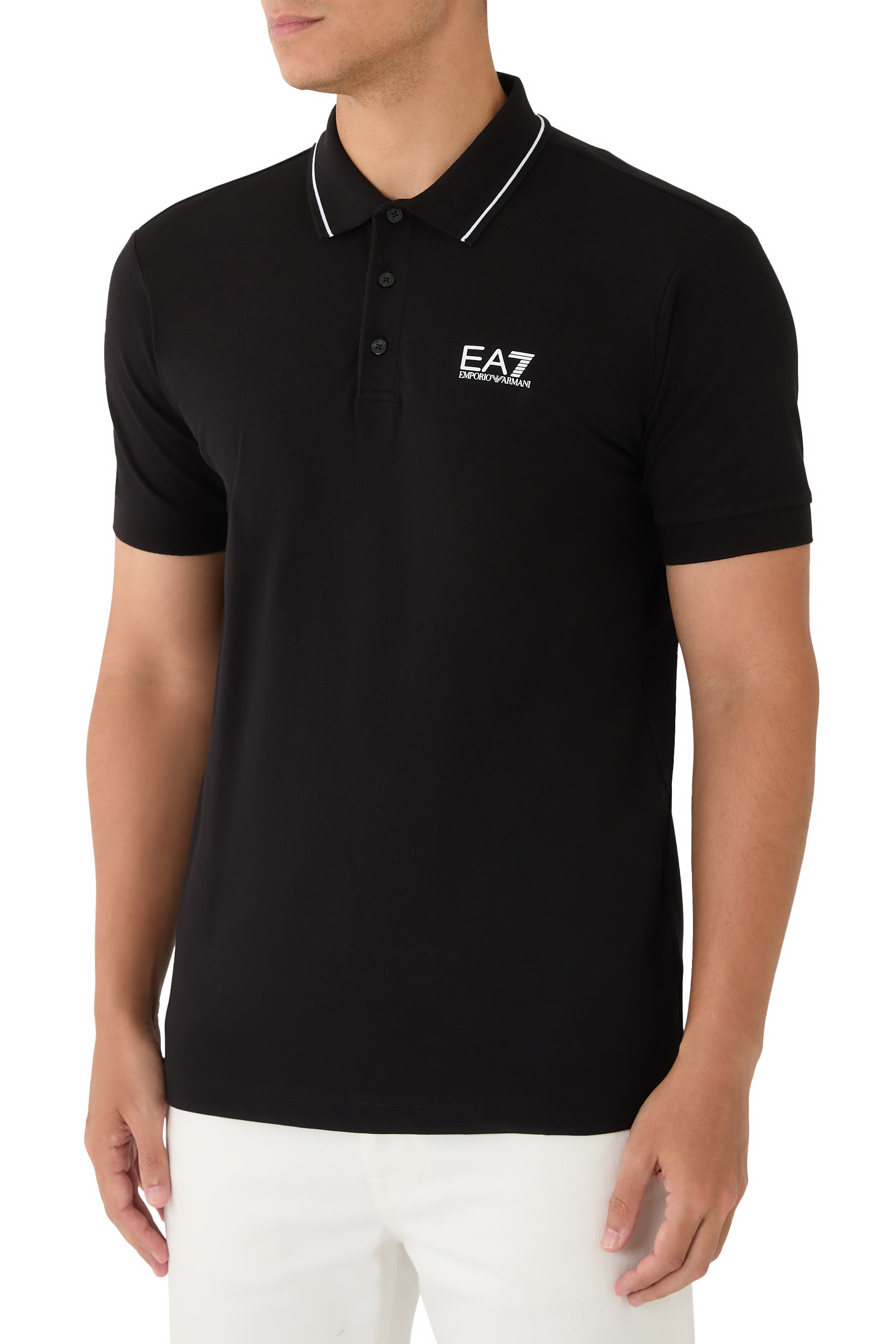 EA7 Logo Cotton Piqu&eacute; Polo Shirt