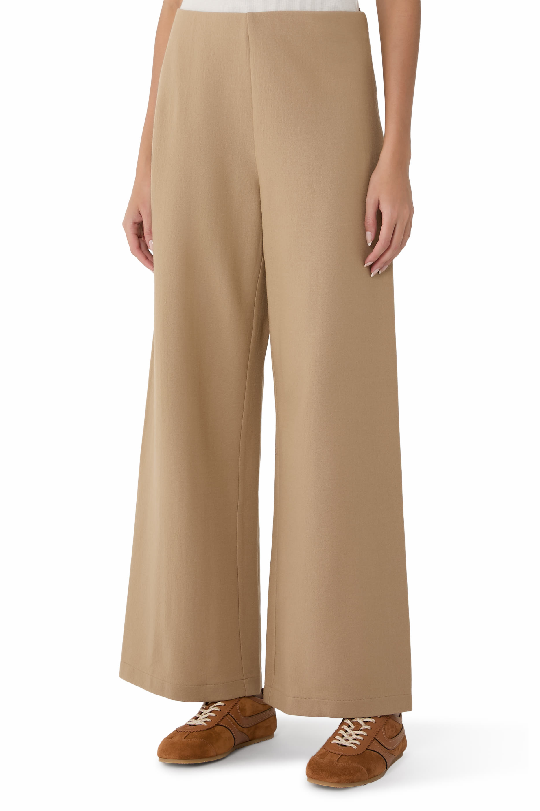  Felted Wool Jersey Wide-Leg Pants