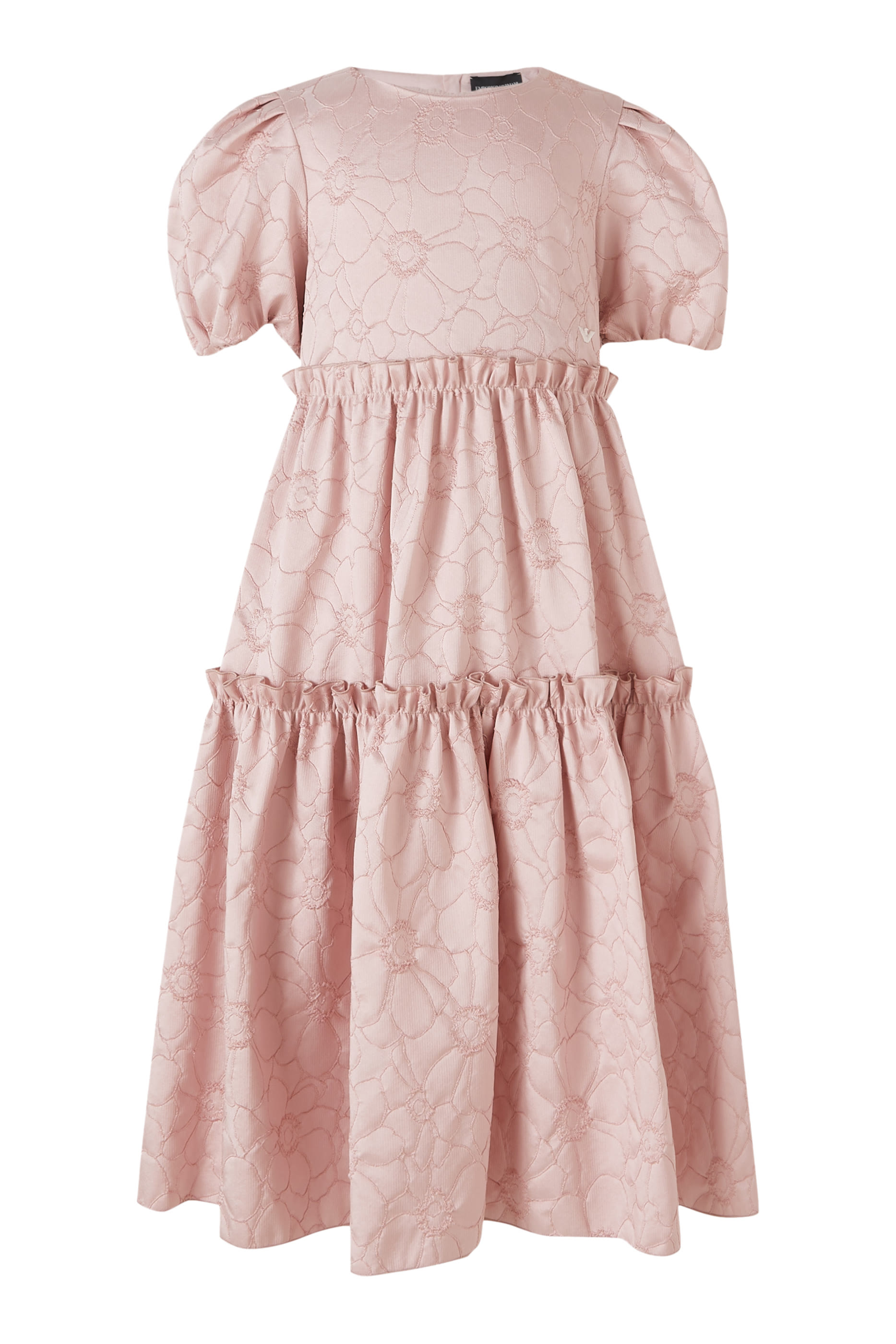 Kids 3D Flowers Puffy Sleeves Dress