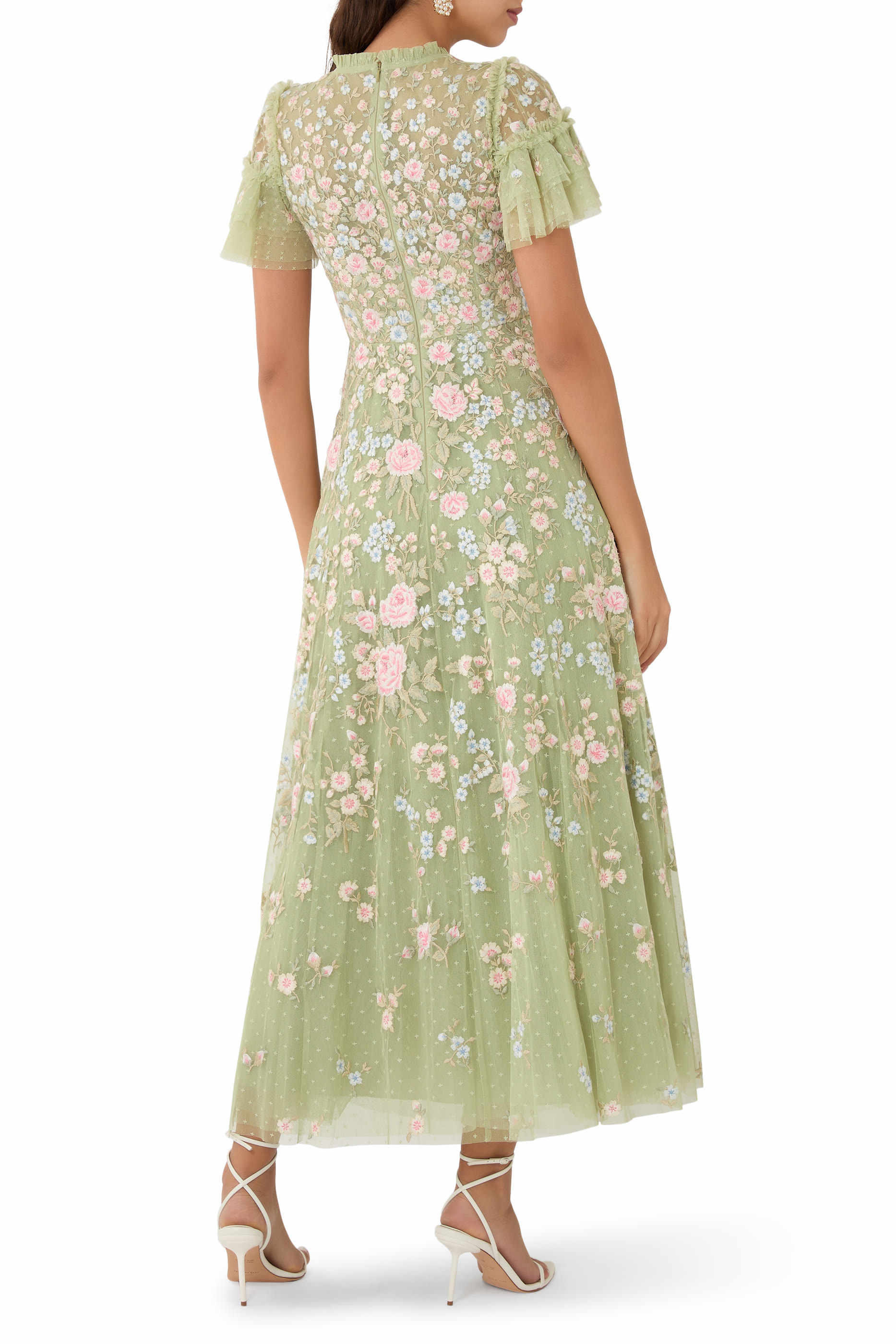 Antoinettes Floral Round Neck Ankle Gown