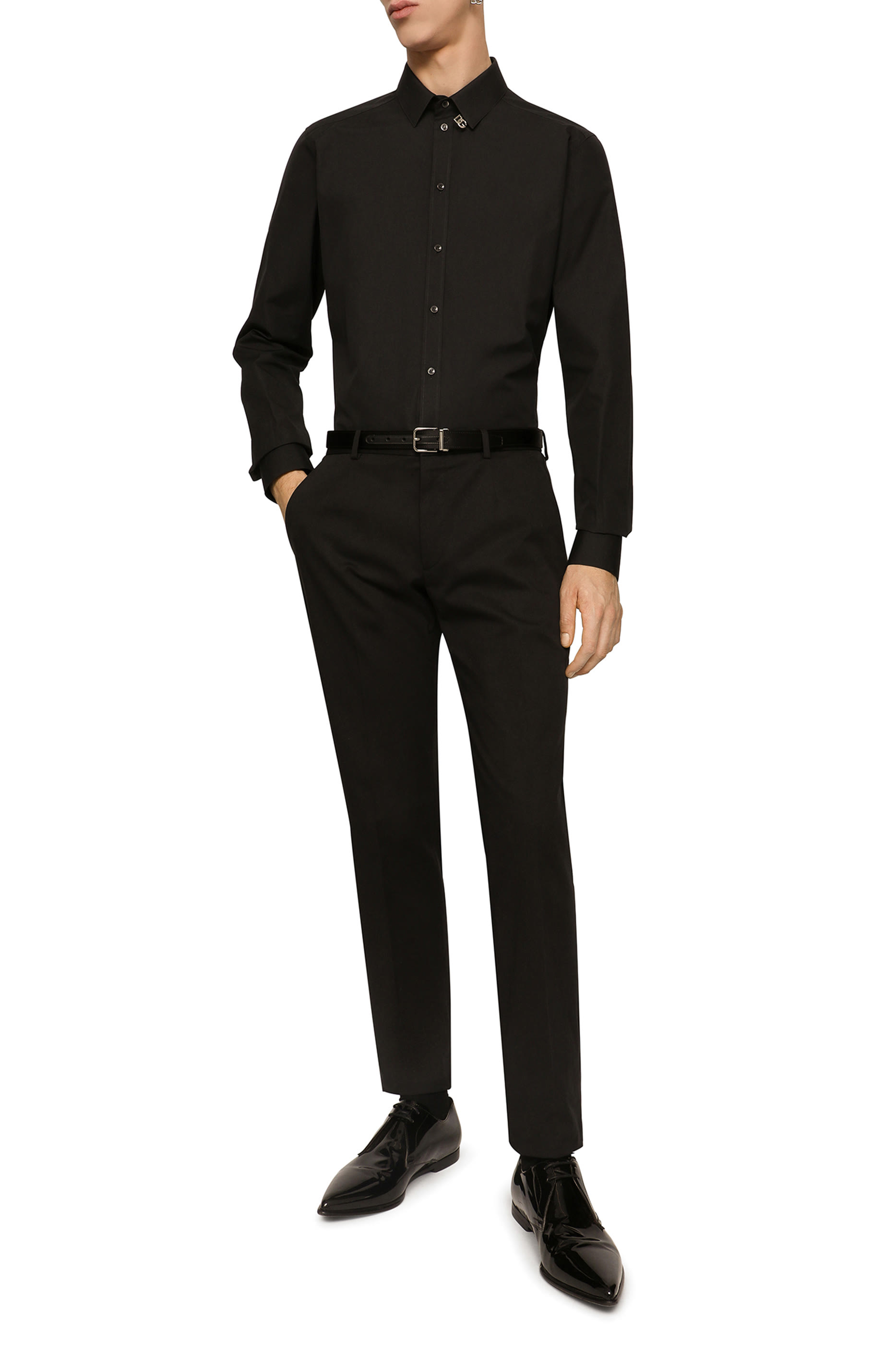 Logo Tag Stretch Cotton Pants