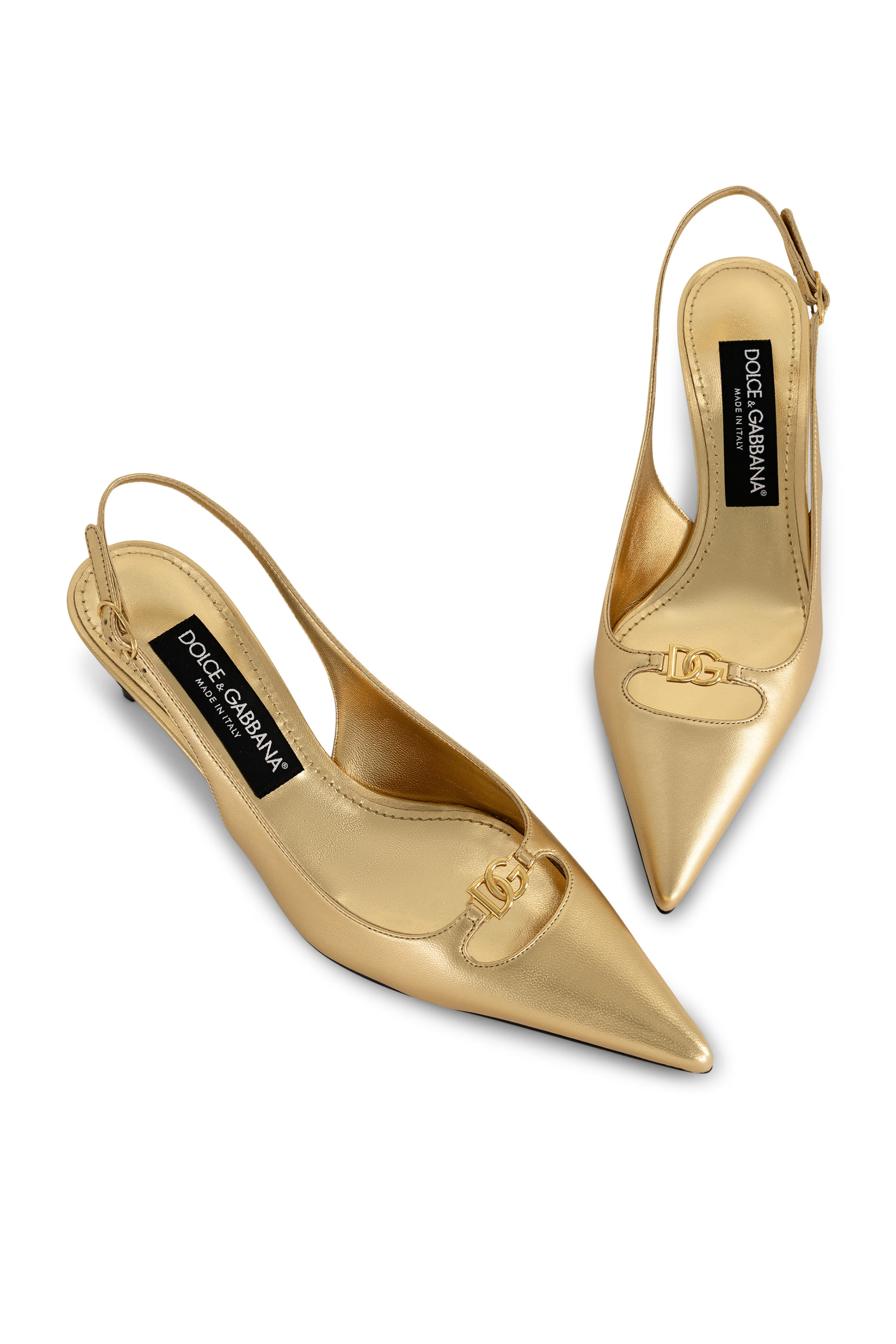 Burnished Nappa Leather Slingback Pumps