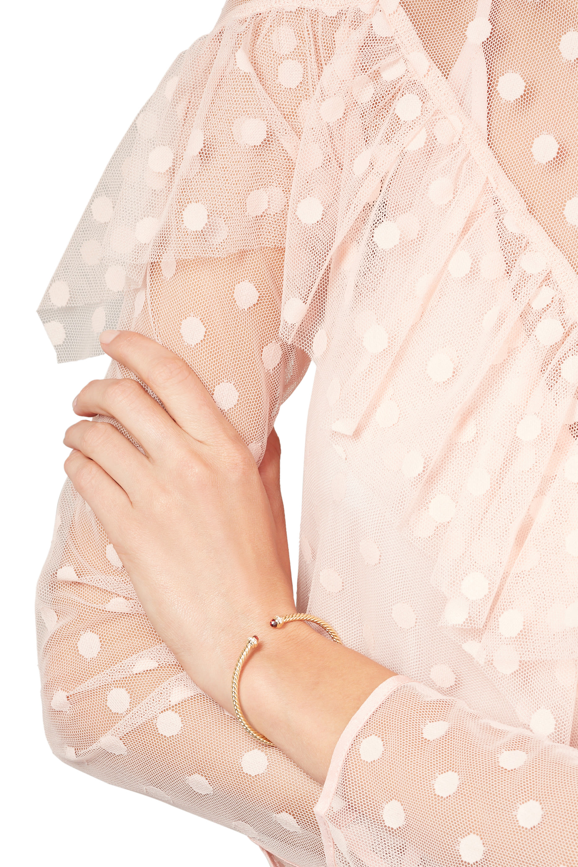 Cablespira Embellished Bracelet, 18K Yellow Gold & Garnet