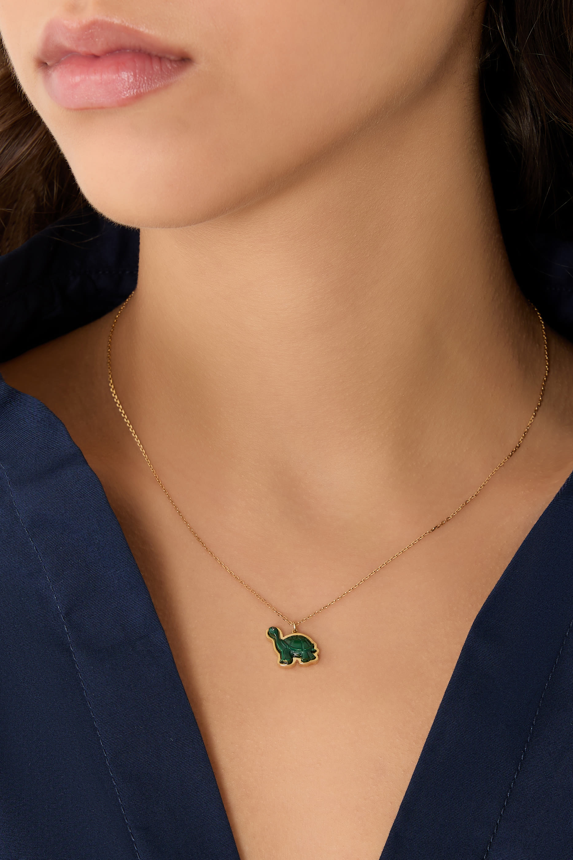 Turtle Charm, 18K Yellow Gold & Malachite
