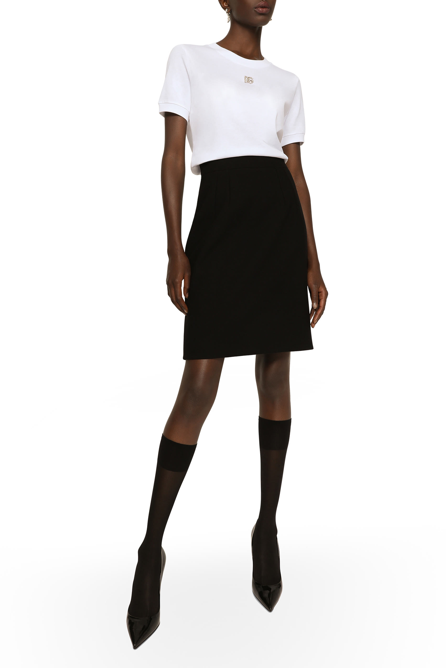 Cotton T-shirt with Crystal DG logo