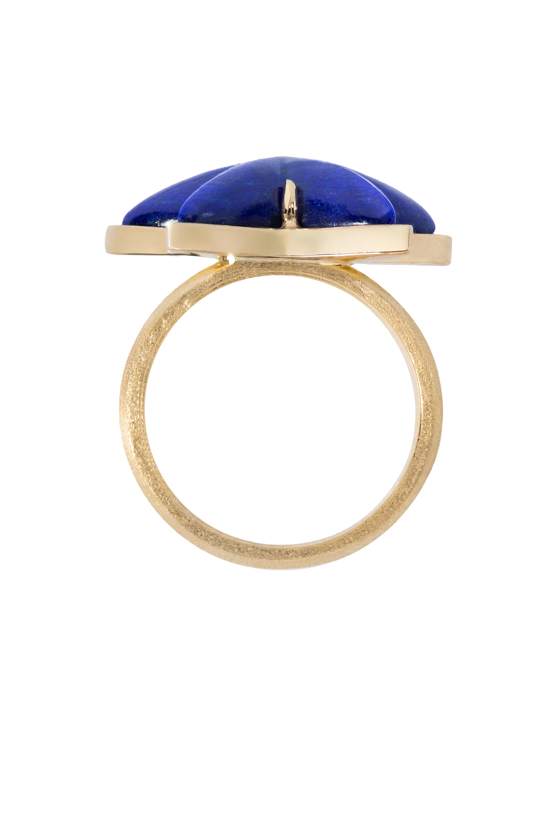  Starfish Brushed Ring,  18K Yellow Gold & Lapis