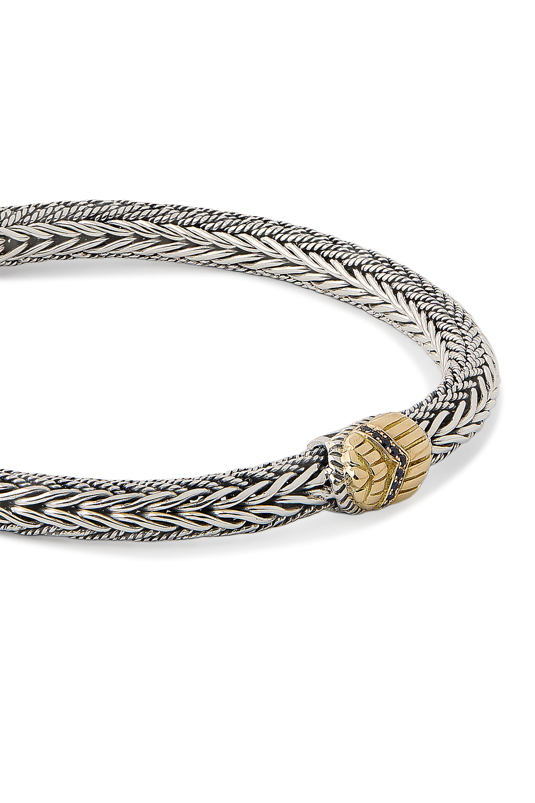 Scarab Braided Bracelet, 18K Yellow Gold, Sterling Silver & Diamonds