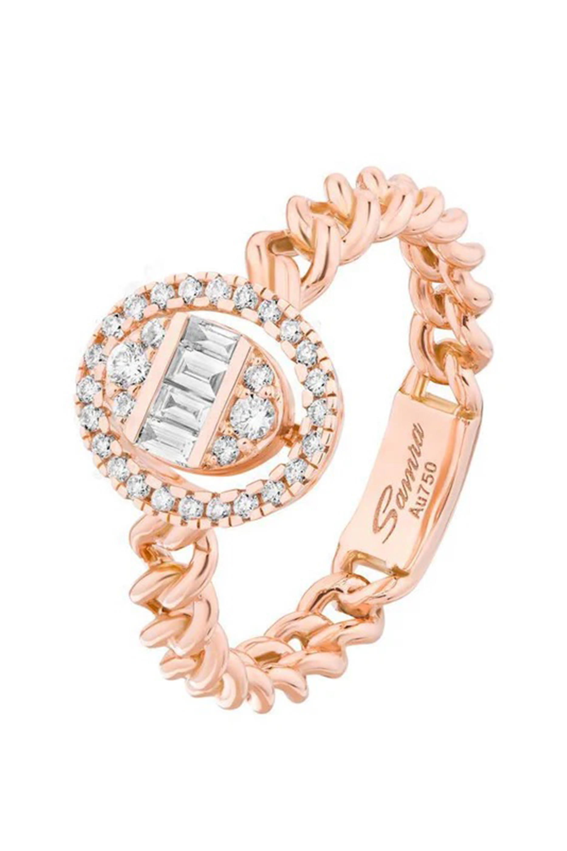 Quwa Square Ring, 18K Rose Gold & Diamonds