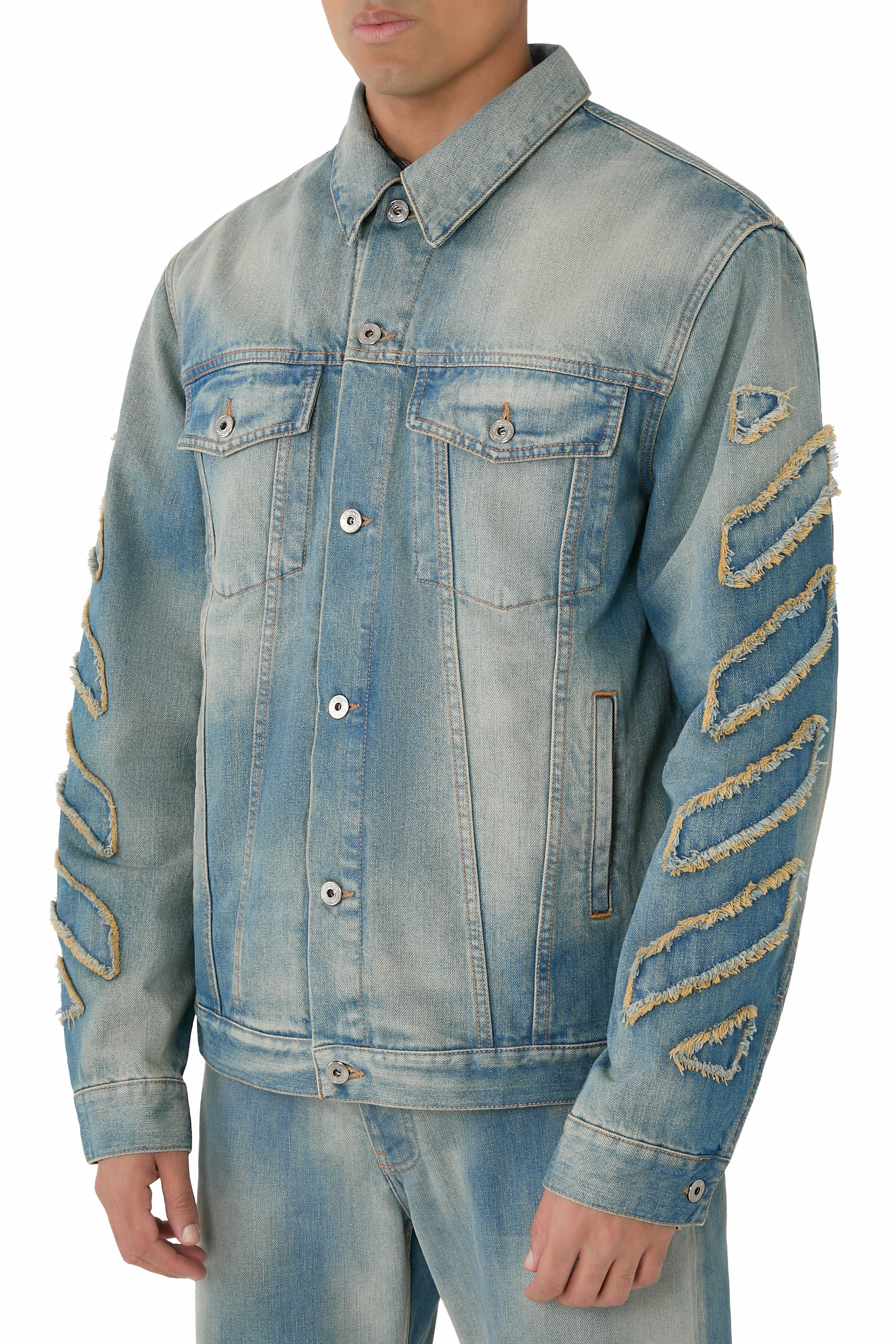  Diagonal Raw Patch Skate Denim Jacket 