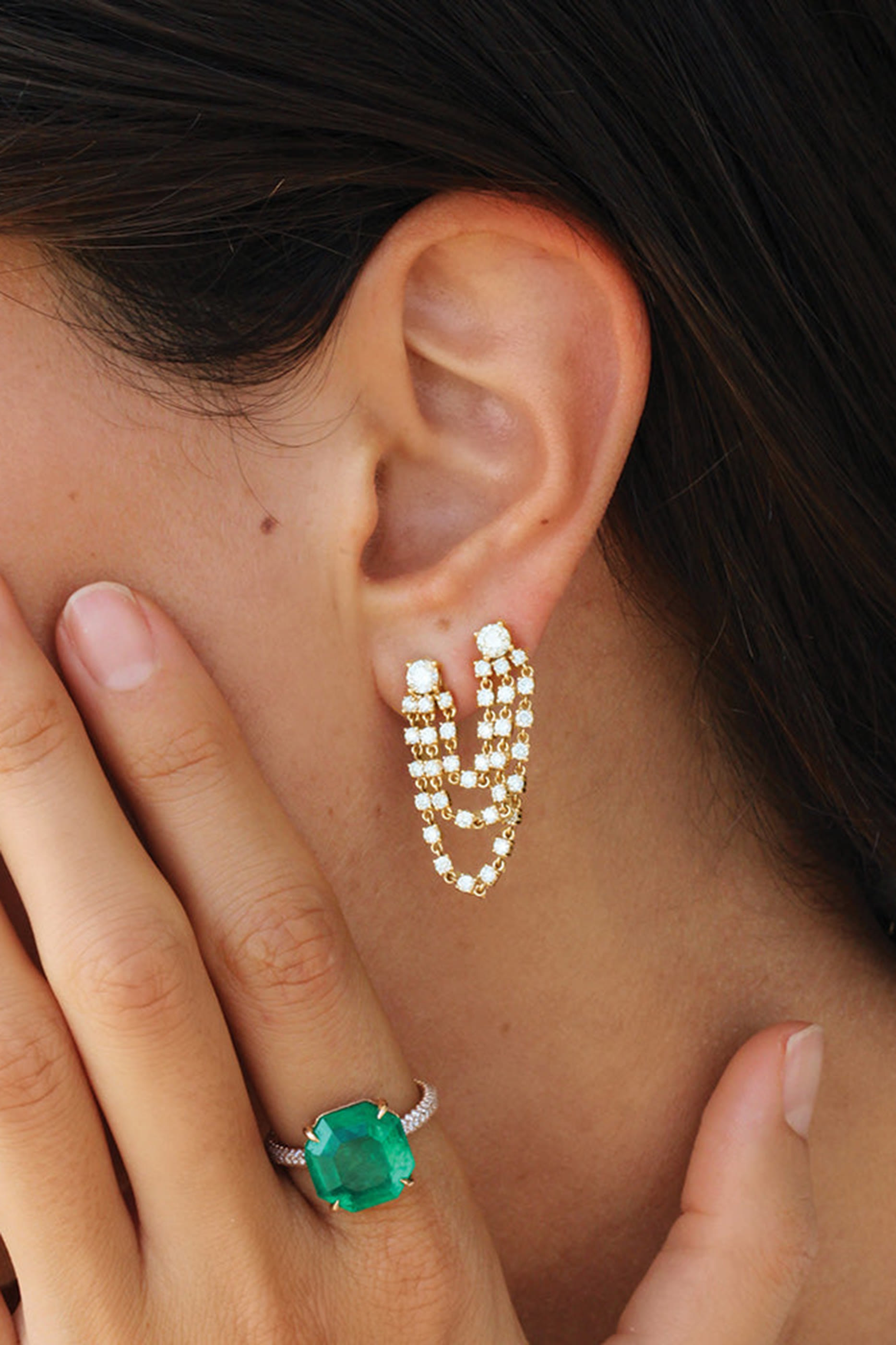 Bianca Earrings, 18k Yellow Gold & Diamonds