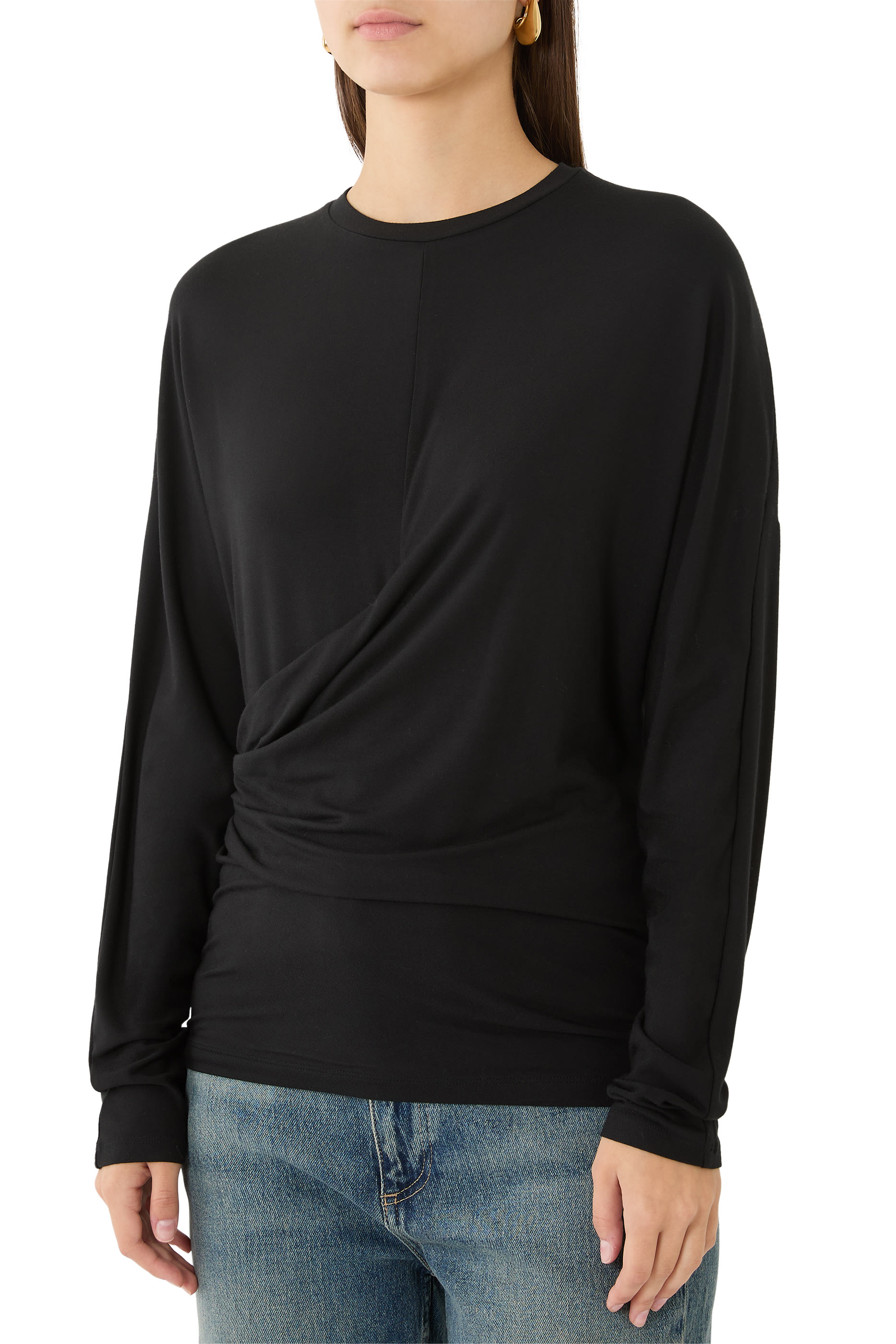 Fixed-Drape Long Sleeves T-Shirt