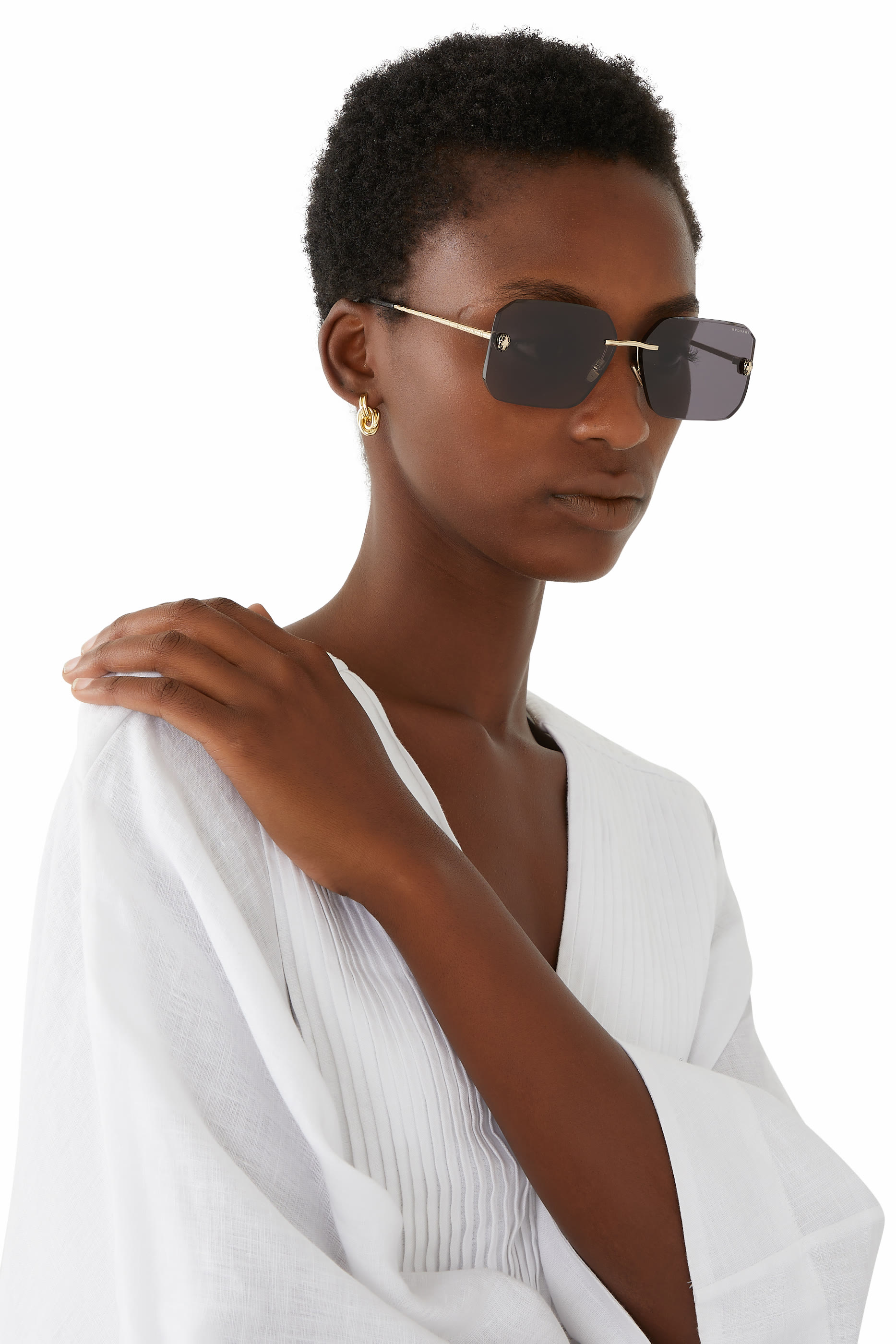 Serpenti Oversized Rimless Irregular Sunglasses