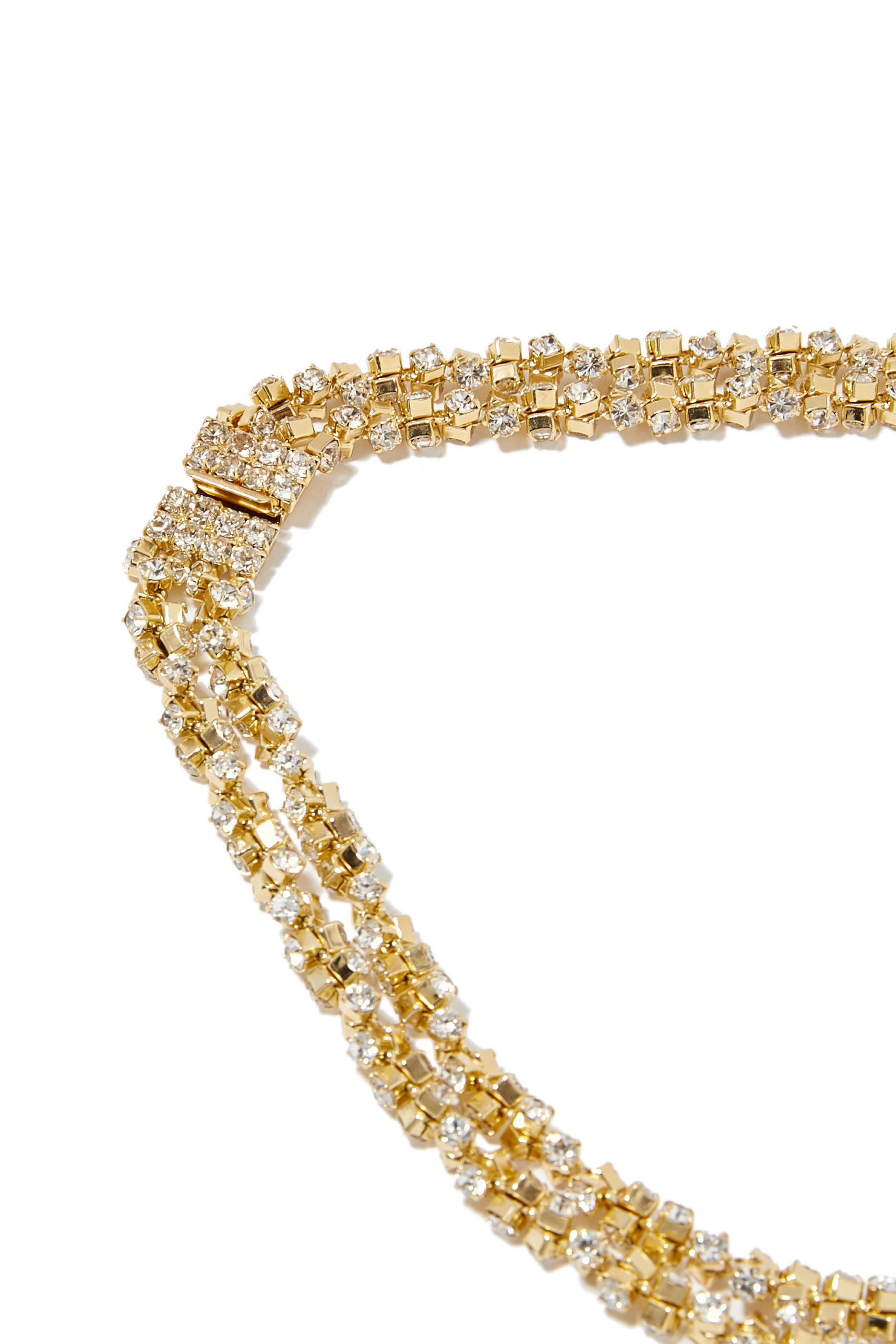 Trevise Necklace, Gold-Plated Metal & Rhinestones