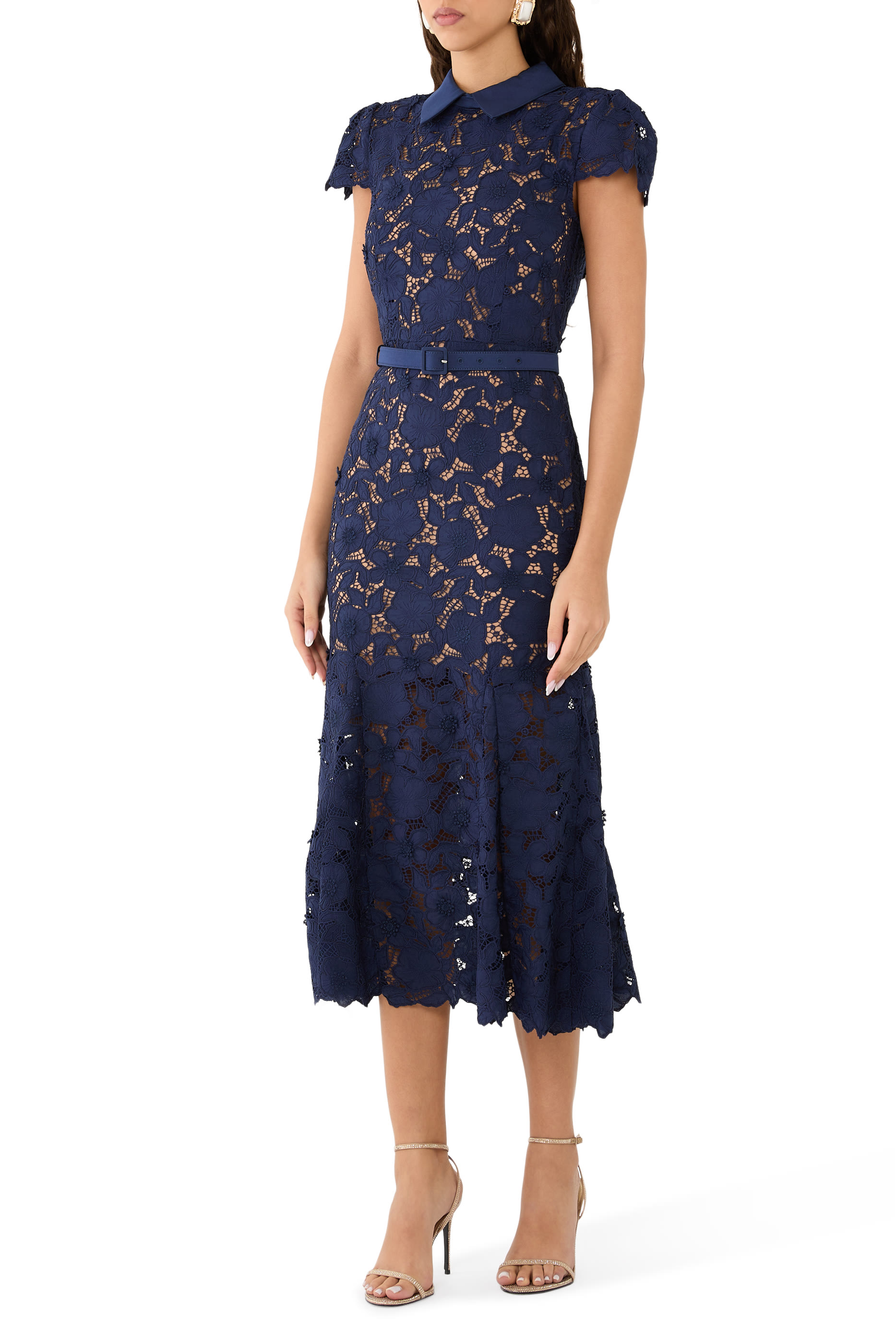 Guipure Lace Midi Dress