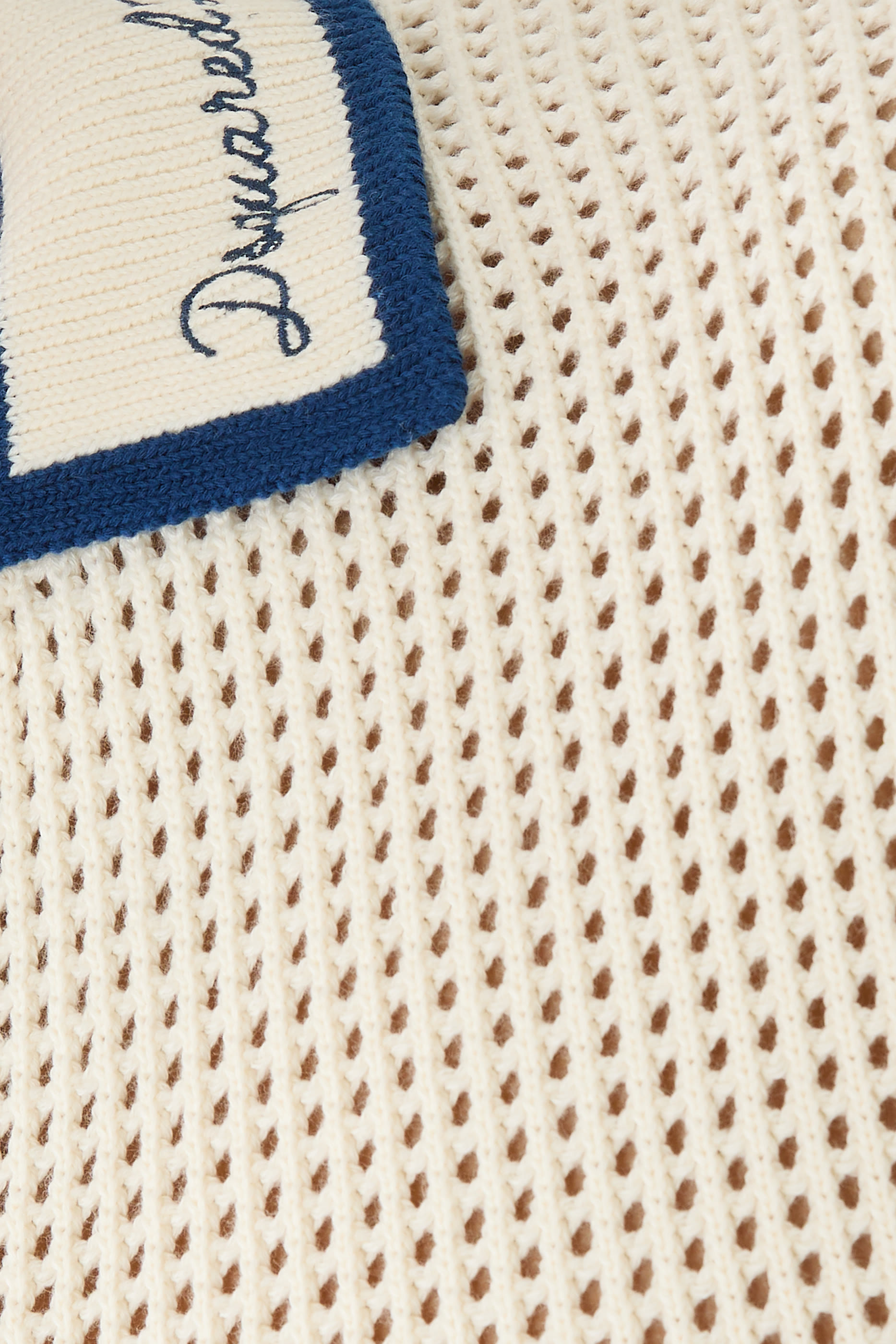  Open Work Knit Polo T-Shirt