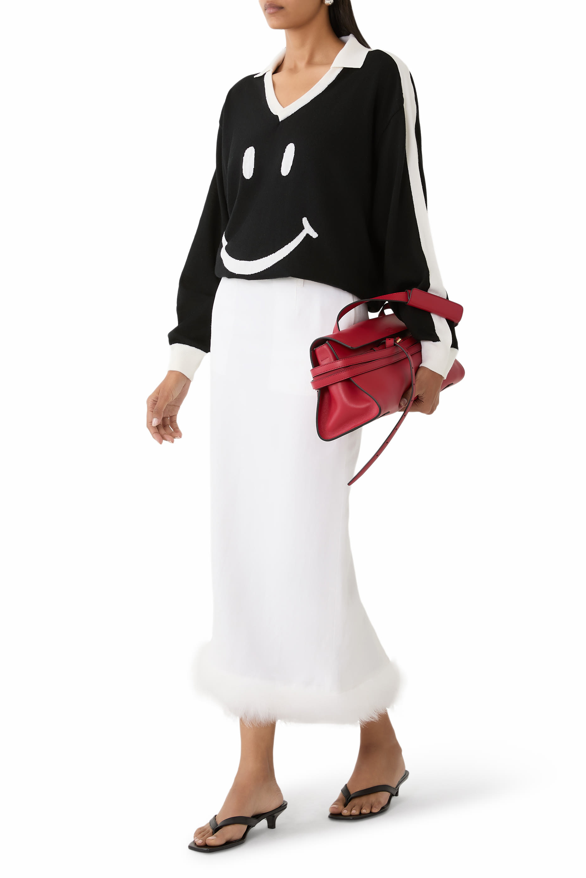 Linen-Blend Yarn-Dyed Skirt