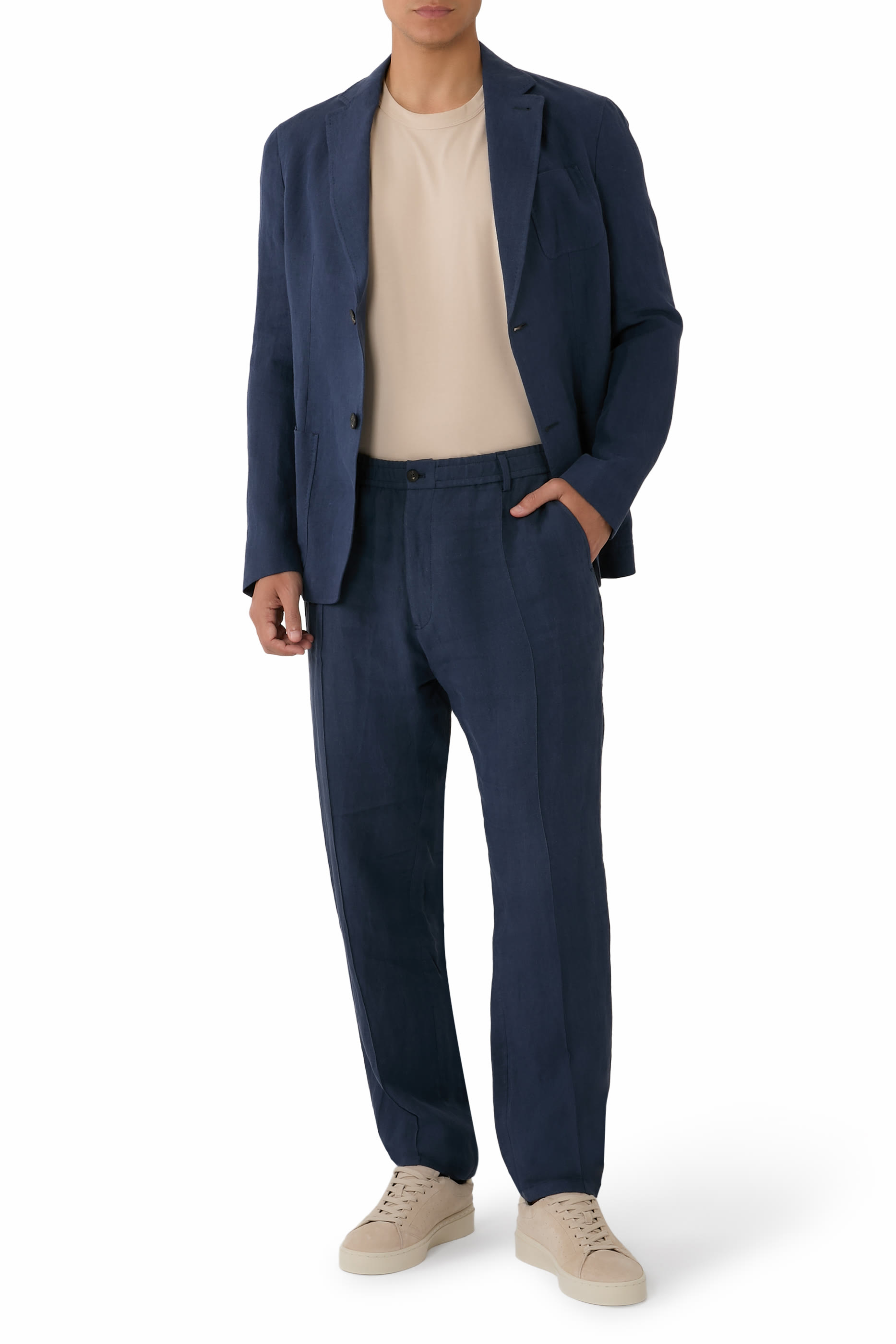 Single-Breasted Washed Linen Jacket