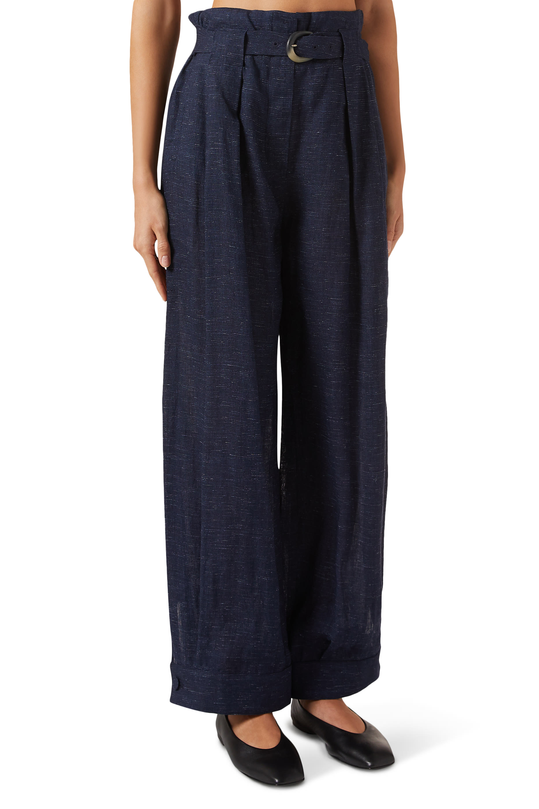 Straight-Leg Belted Pants