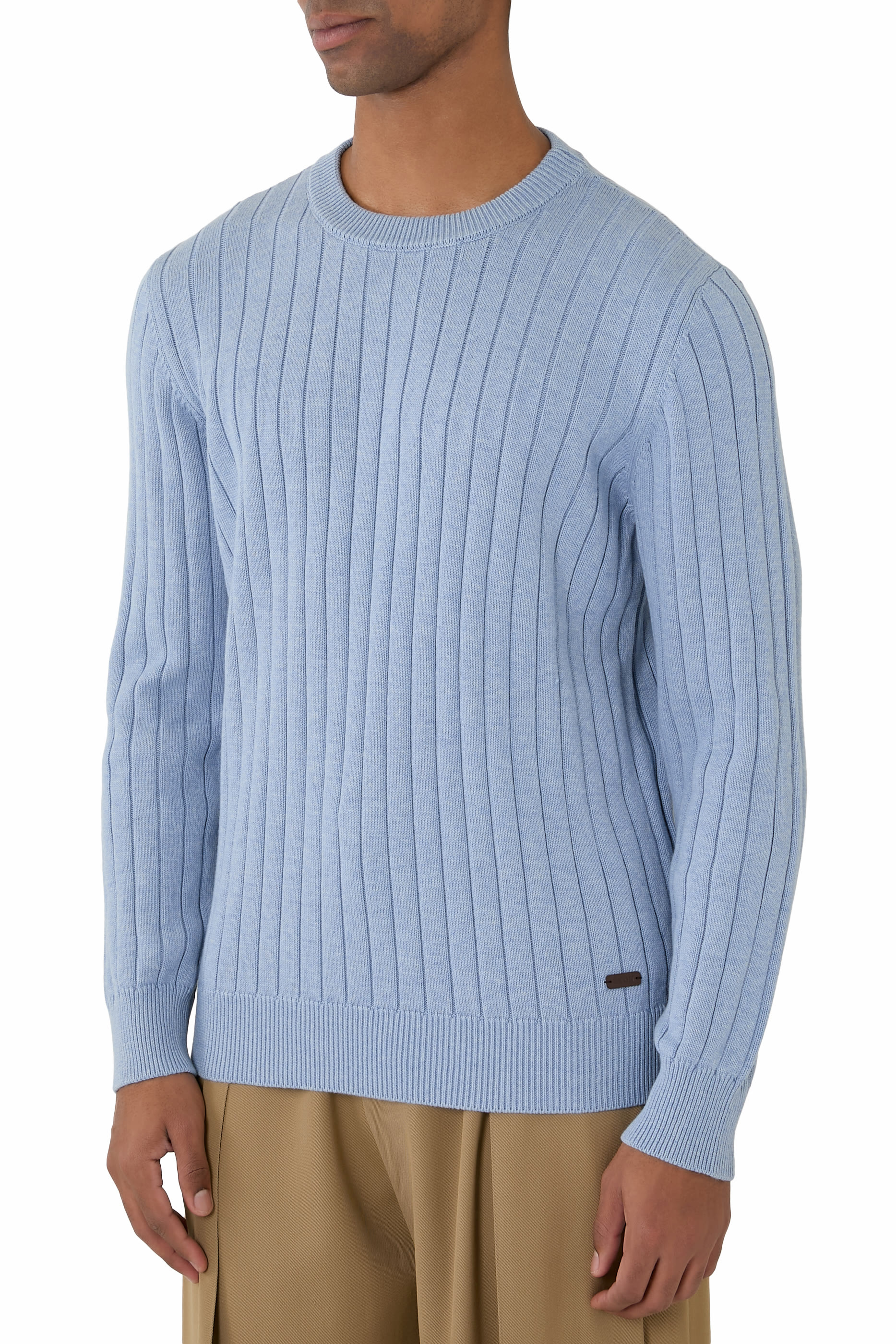 Rib-Knit Crewneck Sweater