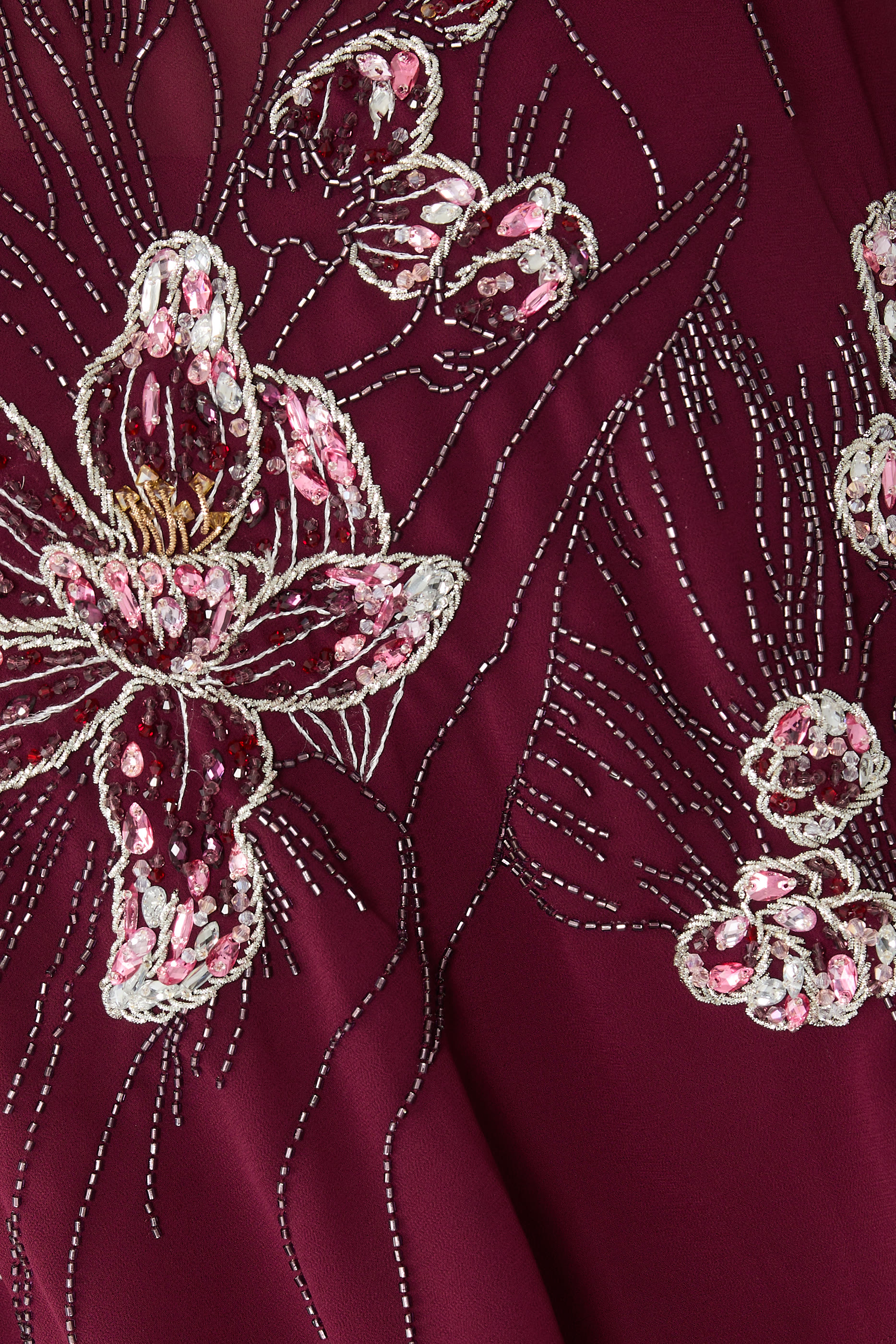 Cape Sleeve Embroidered Gown