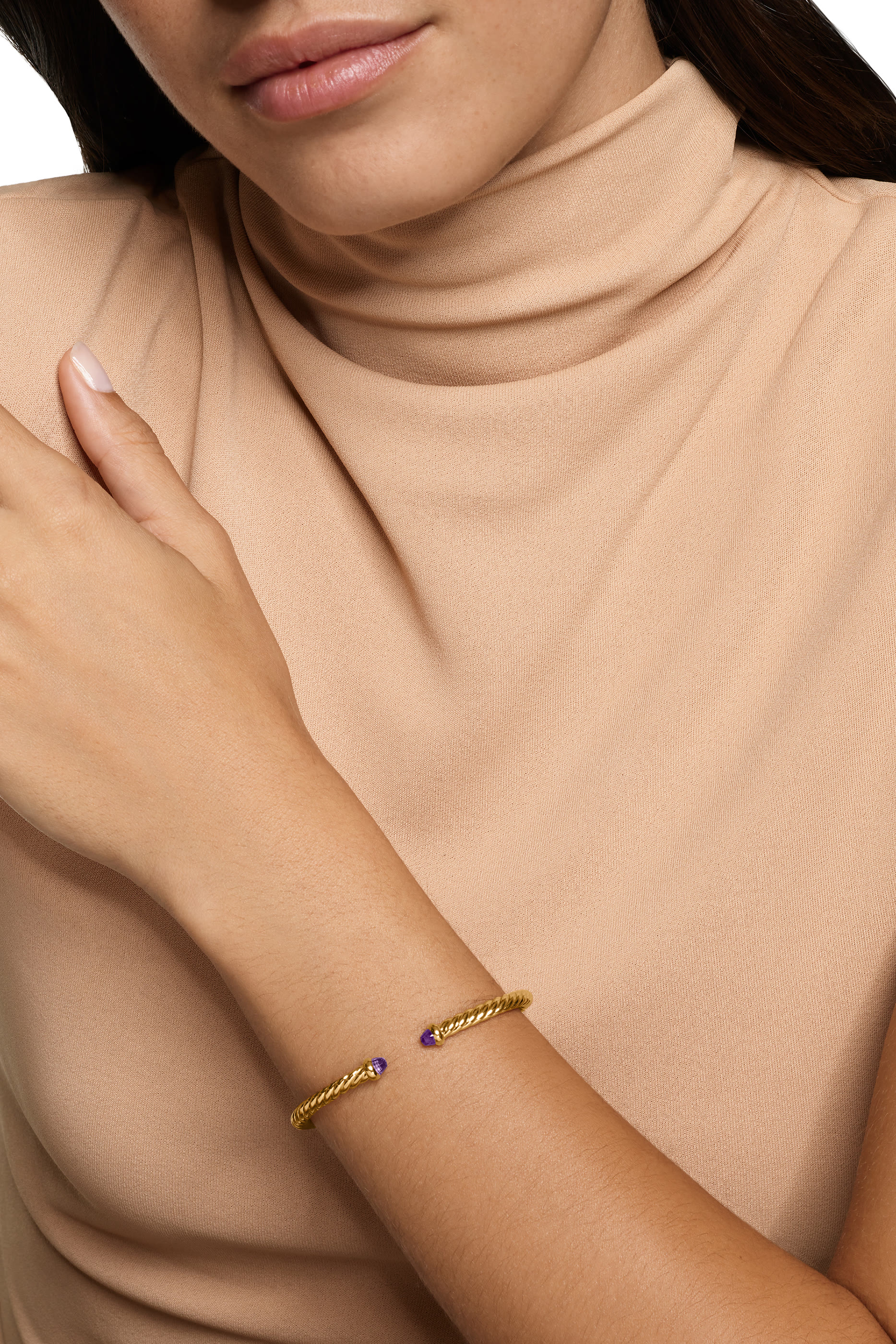 Cablespira&reg; Flex Bracelet, 18K Yellow Gold & Amethyst